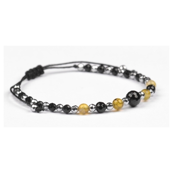 Bransoletka celebrytka czarny TURMALIN AGAT HEMATYT ochrona i odwaga